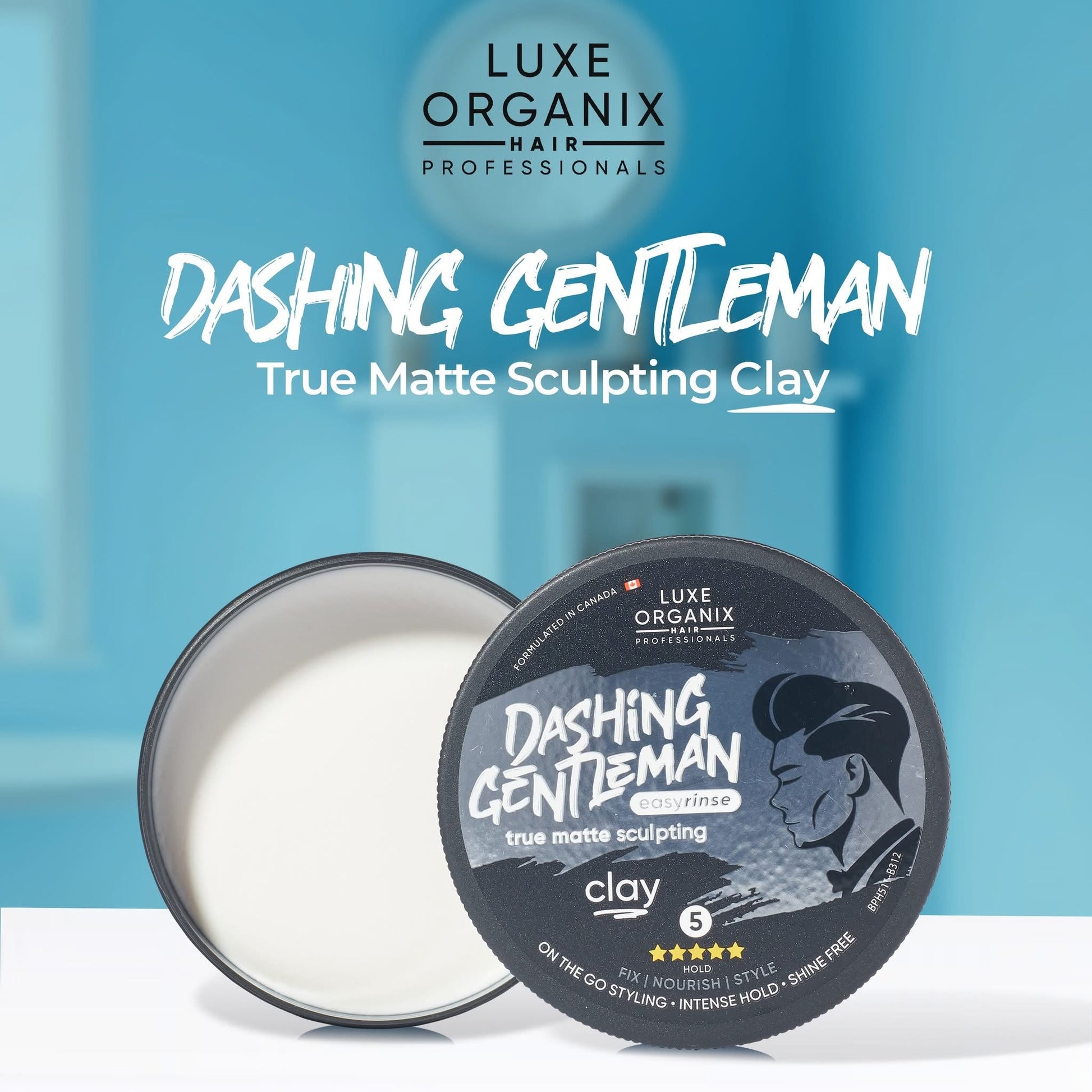 Luxe Organix Hair Professionals Dashing Gentleman True Matte Sculpting Clay 80g لوكس أورغانيكس هير بروفيشنالز داشينغ جنتل مان ترو مات سكلبتنغ كلاي - Princess Cosmetics Qatar