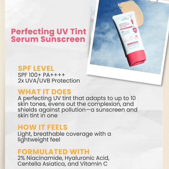Luxe Organix High Protection Perfecting UV Tint Serum Sunscreen SPF100 PA ++++ 40g سيروم لوكس أورجانيكس عالي الحماية من الأشعة فوق البنفسجية وواقي الشمس - Princess Cosmetics Qatar