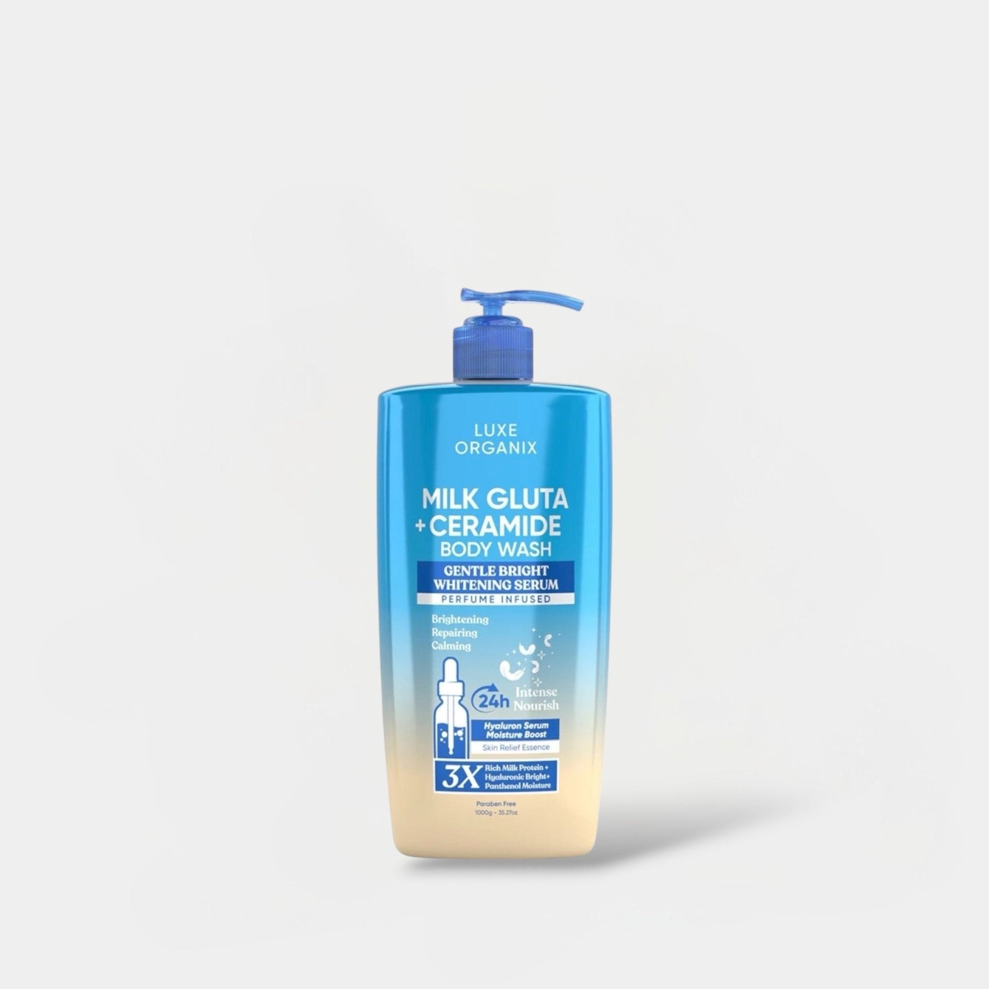 Luxe Organix Milk Gluta + Ceramide Body Wash 1000g. لوكس أورجانيكس ميلك جلوتا + غسول الجسم بالسيراميد - Princess Cosmetics Qatar