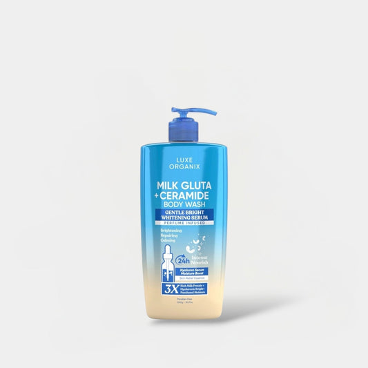 Luxe Organix Milk Gluta + Ceramide Body Wash 1000g. لوكس أورجانيكس ميلك جلوتا + غسول الجسم بالسيراميد - Princess Cosmetics Qatar