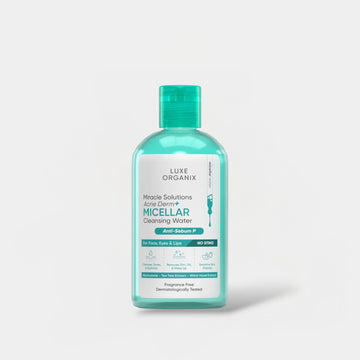 Luxe Organix Miracle Solutions Acne Derm+ Micellar Cleansing Beauty Water 300ml ماء ميسيلار لتنظيف البشرة من لوكس أورجانيكس ميراكل سوليوشنز لعلاج حب الشباب - Princess Cosmetics Qatar
