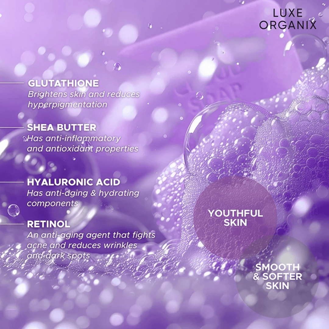 Luxe Organix Niacinamide + Retinol Cloud Soap (80g x 3pcs) صابون لوكس أورجانيكس نياسيناميد + ريتينول كلاود - Princess Cosmetics Qatar