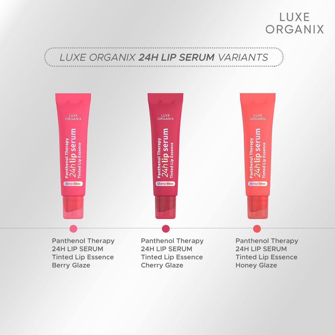 Luxe Organix Panthenol Therapy 24h Lip Serum Tinted lip Essence 10g لوكس أورجانيكس بانثينول ثيرابي سيروم شفاه ملون 24 ساعة 10 جم - Princess Cosmetics Qatar