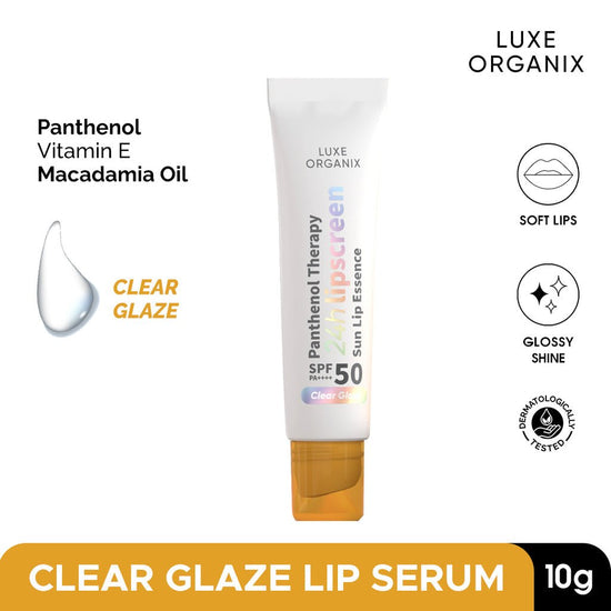 Luxe Organix Panthenol Therapy 24H Lipscreen Sun Lip Essence SPF 50 PA++++ 10g لوكس أورجانيكس بانثينول ثيرابي 24 ساعة شفاه صن ليب إيسنس SPF 50 PA ++++ 10 جم - Princess Cosmetics Qatar