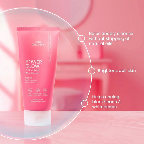 Luxe Organix Power Glow Vita Glow C Whip Cleanser 150ml منظف لوكس أورجانيكس باور جلو فيتا جلو سي ويب - Princess Cosmetics Qatar