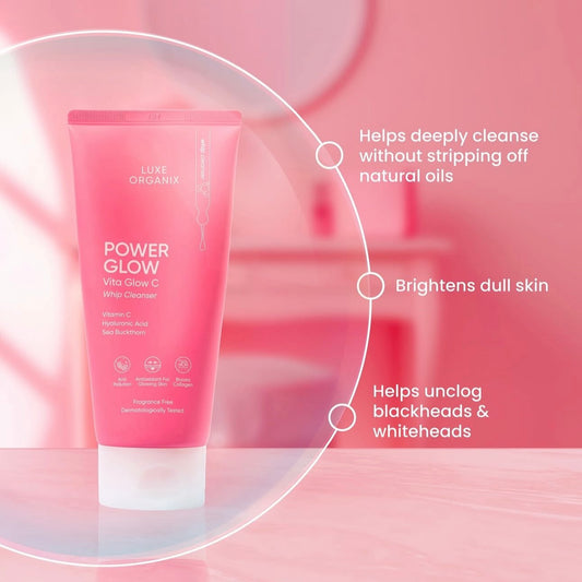 Luxe Organix Power Glow Vita Glow C Whip Cleanser 150ml منظف لوكس أورجانيكس باور جلو فيتا جلو سي ويب - Princess Cosmetics Qatar