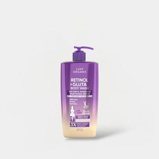 Luxe Organix Retinol + Gluta Body Wash 1000g. لوكس أورجانيكس ريتينول + غسول الجسم جلوتا - Princess Cosmetics Qatar