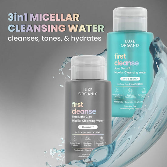 Luxe Organix Whitening Repair Ultra Light Glow Micellar Cleansing Beauty Water 300ml ماء ميسيلار منظف ومرطب للوجه من لوكس أورجانيكس - Princess Cosmetics Qatar