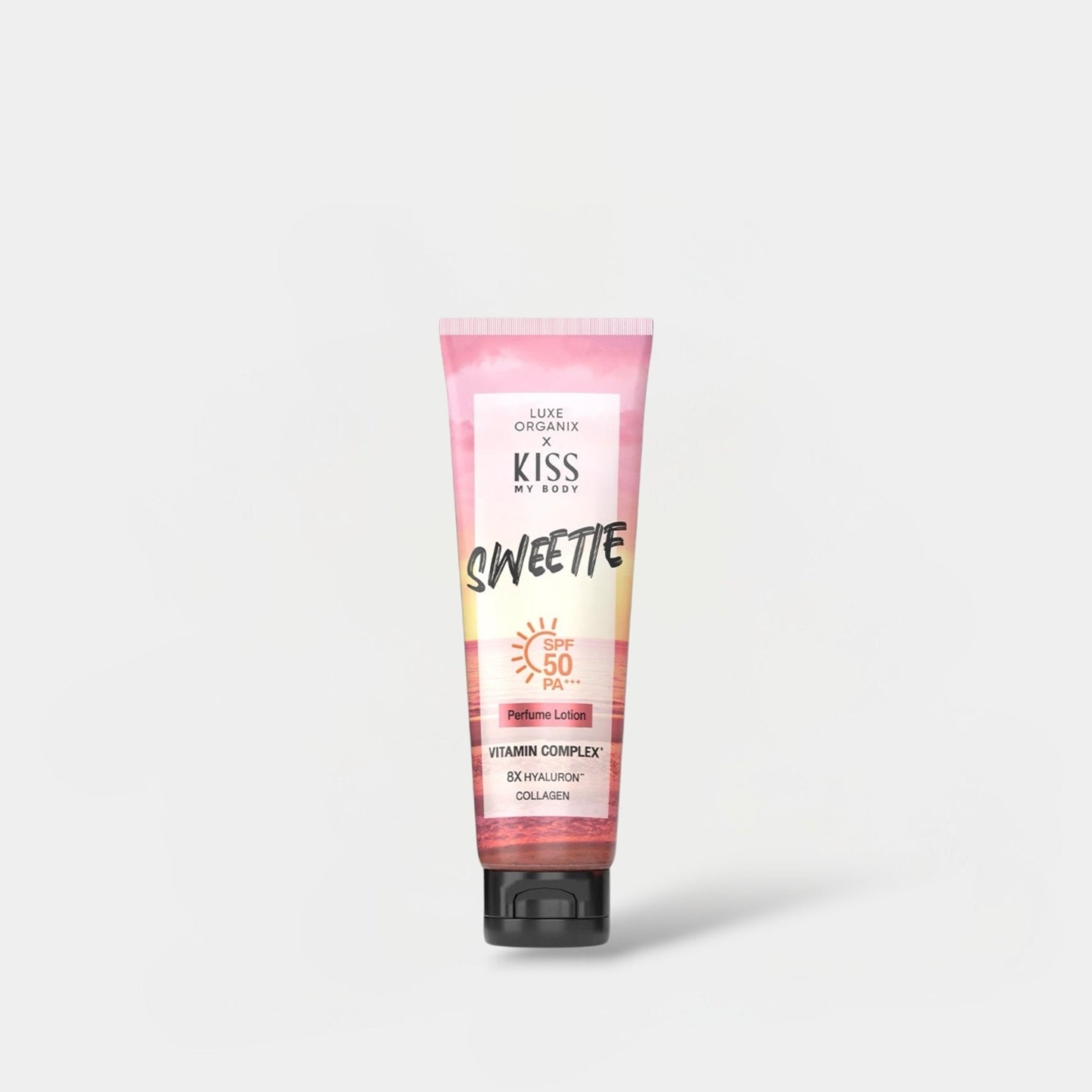 Luxe Organix X Kiss My Body Sweetie Perfume Lotion 200g لوكس أورغانيكس × كيس ماي بودي سويتي بيرفيوم لوشن - Princess Cosmetics Qatar