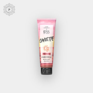 Luxe Organix X Kiss My Body Sweetie Perfume Lotion Spf 50 Pa+++ 200g لوكس أورجانيكس إكس كيس ماي بودي سويتي لوشن عطري SPF 50 باسكال+++ 200 جم - Princess Cosmetics Qatar