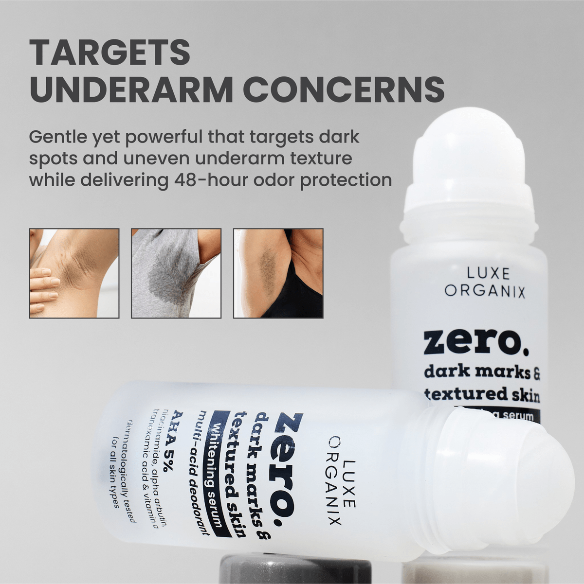 Luxe Organix Zero Dark Marks & Textured Skin Whitening Serum 50ml (FOR SENSITIVE SKIN) سيروم لوكس أورجانيكس لتفتيح البشرة وإزالة البقع الداكنة (للبشرة الحساسة) - Princess Cosmetics Qatar