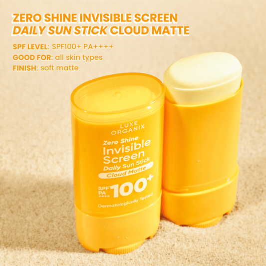 Luxe Organix Zero Shine Invisible Screen Daily Sun Stick 20g واقي شمس لوكس أورجانيكس زيرو شاين غير مرئي للاستخدام اليومي - Princess Cosmetics Qatar