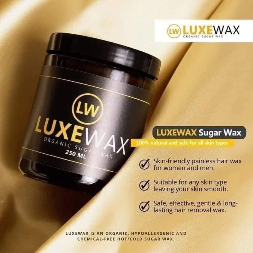 Luxewax Organic Sugar Wax 350g (Strips + Wooden Applicator) شمع السكر العضوي من لوكسواكس (شرائح + أداة تطبيق خشبية) - Princess Cosmetics Qatar