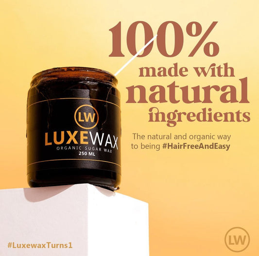 Luxewax Organic Sugar Wax 350g (Strips + Wooden Applicator) شمع السكر العضوي من لوكسواكس (شرائح + أداة تطبيق خشبية) - Princess Cosmetics Qatar