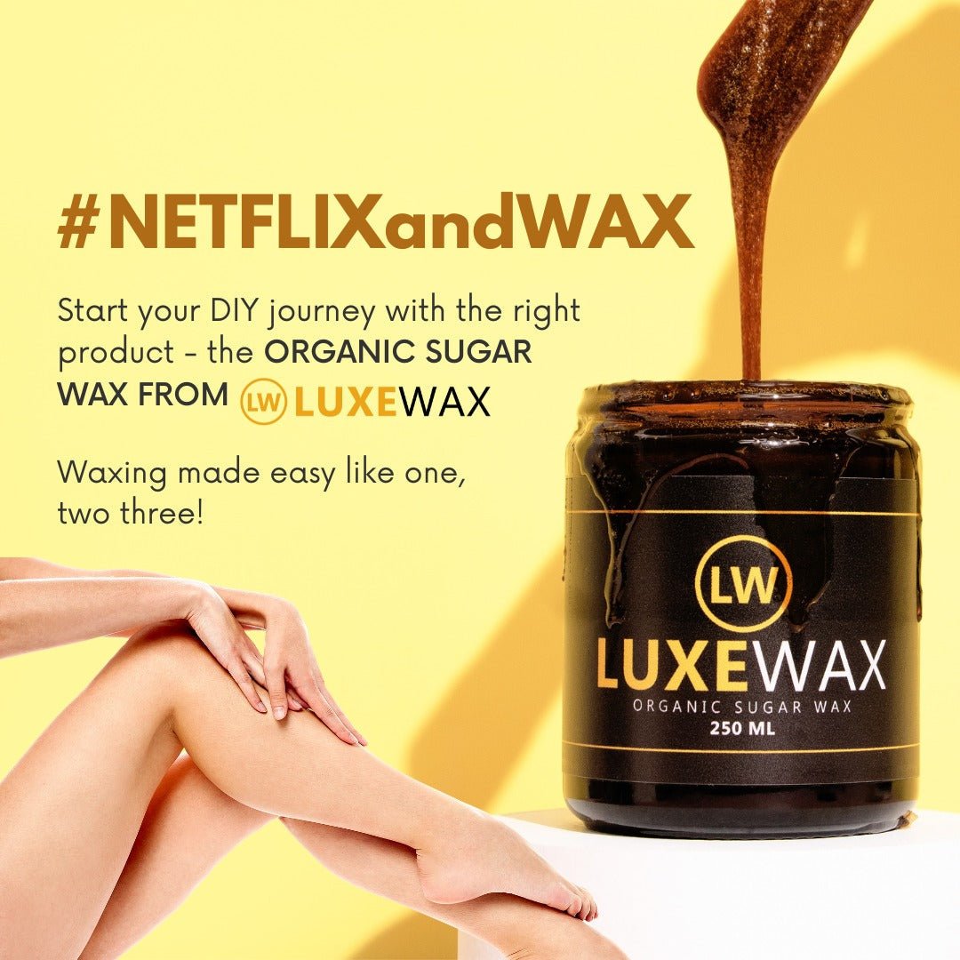 Luxewax Organic Sugar Wax 350g (Strips + Wooden Applicator) شمع السكر العضوي من لوكسواكس (شرائح + أداة تطبيق خشبية) - Princess Cosmetics Qatar