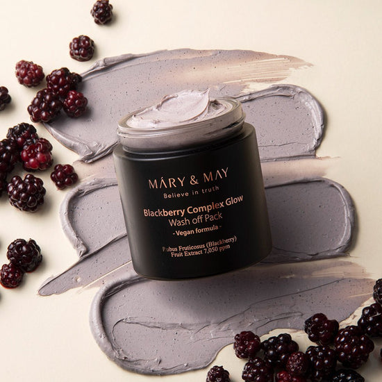 Mary & May Vegan Blackberry Complex Glow Wash Off Pack 125g مجموعة غسول التوت الأسود النباتية من ماري آند ماي - Princess Cosmetics Qatar