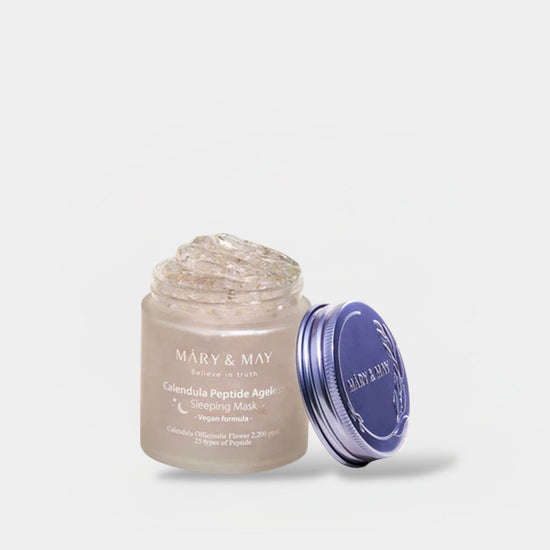 Mary&May Calendula Peptide Ageless Sleeping Mask 110g. ماري وماي آذريون الببتيد قناع النوم الدائم - Princess Cosmetics Qatar