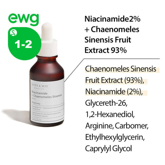 Mary&May Niacinamide + Chaenomeles Sinensis Serum 30ml ماري وماي نياسيناميد + مصل Chaenomeles Sinensis - Princess Cosmetics Qatar