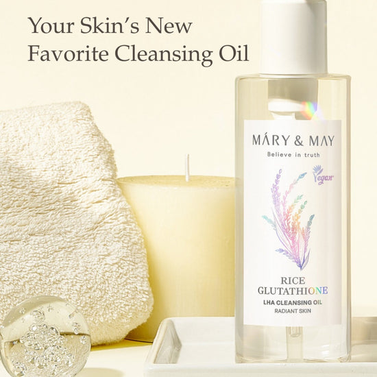 Mary&May Rice Glutathione LHA Glutathione Cleansing Oil 200ml زيت التنظيف بالجلوتاثيون LHA من ماري آند ماي رايس - Princess Cosmetics Qatar
