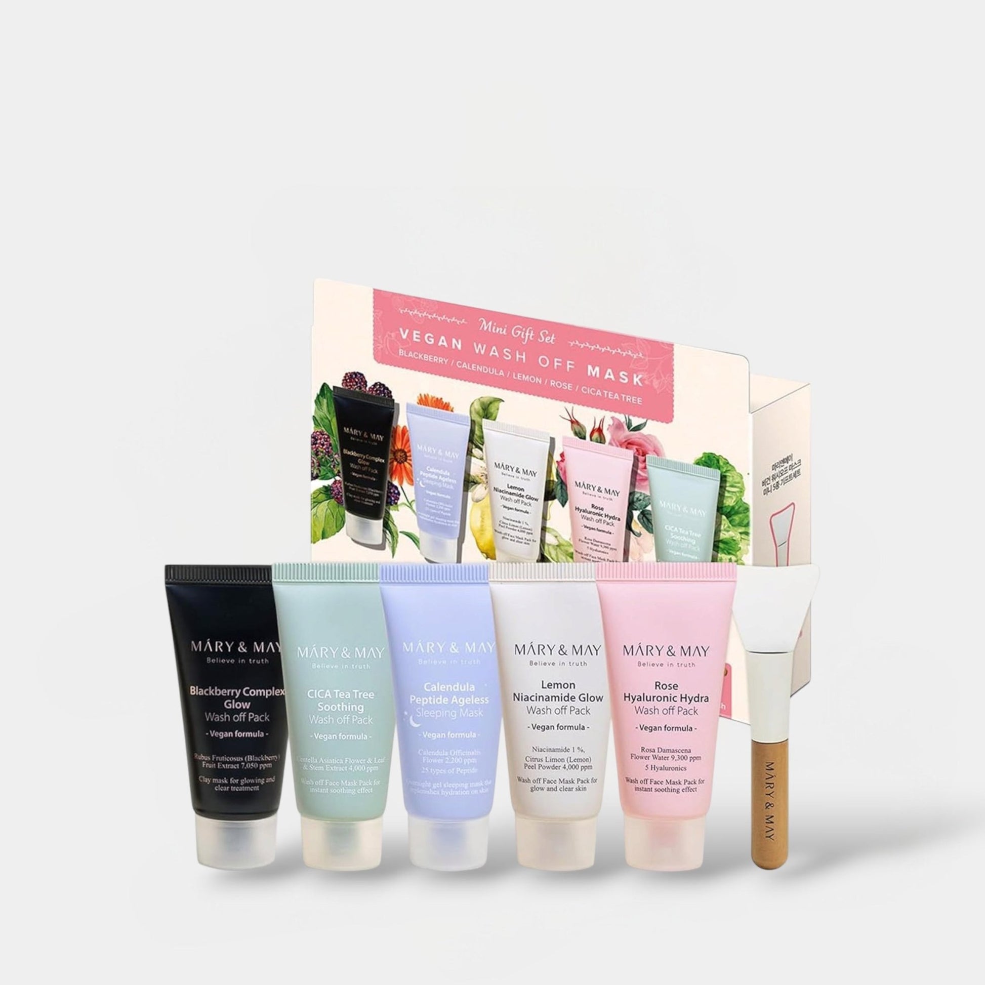 Mary&May Vegan Wash Off Mask Mini Gift Set مجموعة هدايا صغيرة من أقنعة ماري آند ماي النباتية القابلة للغسل - Princess Cosmetics Qatar