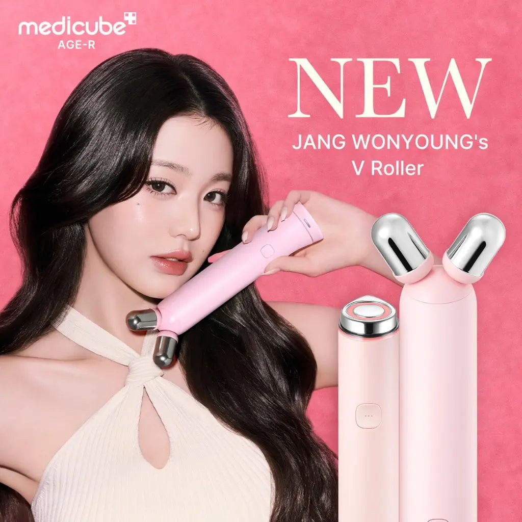 Medicube Age-R Booster V Roller Set Pink (Mini Plus + V Roller) مجموعة ميديكوب إيج-آر بوستر في رولر باللون الوردي (ميني بلس + بكرة التدليك على شكل حرف V) - Princess Cosmetics Qatar