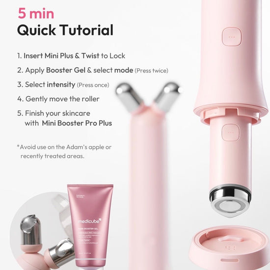 Medicube Age-R Booster V Roller Set Pink (Mini Plus + V Roller) مجموعة ميديكوب إيج-آر بوستر في رولر باللون الوردي (ميني بلس + بكرة التدليك على شكل حرف V) - Princess Cosmetics Qatar