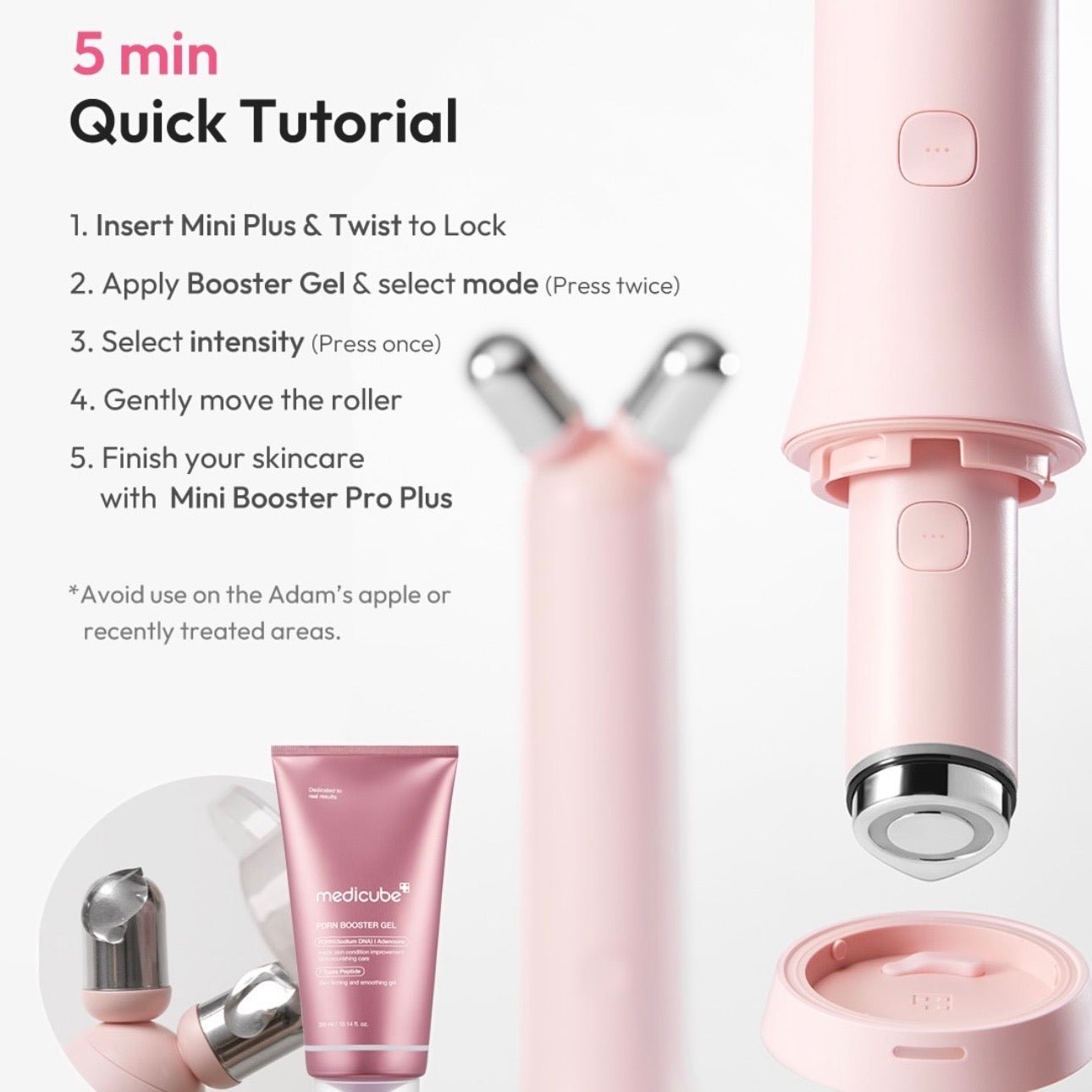 Medicube Age-R Booster V Roller Set Pink (Mini Plus + V Roller) مجموعة ميديكوب إيج-آر بوستر في رولر باللون الوردي (ميني بلس + بكرة التدليك على شكل حرف V) - Princess Cosmetics Qatar