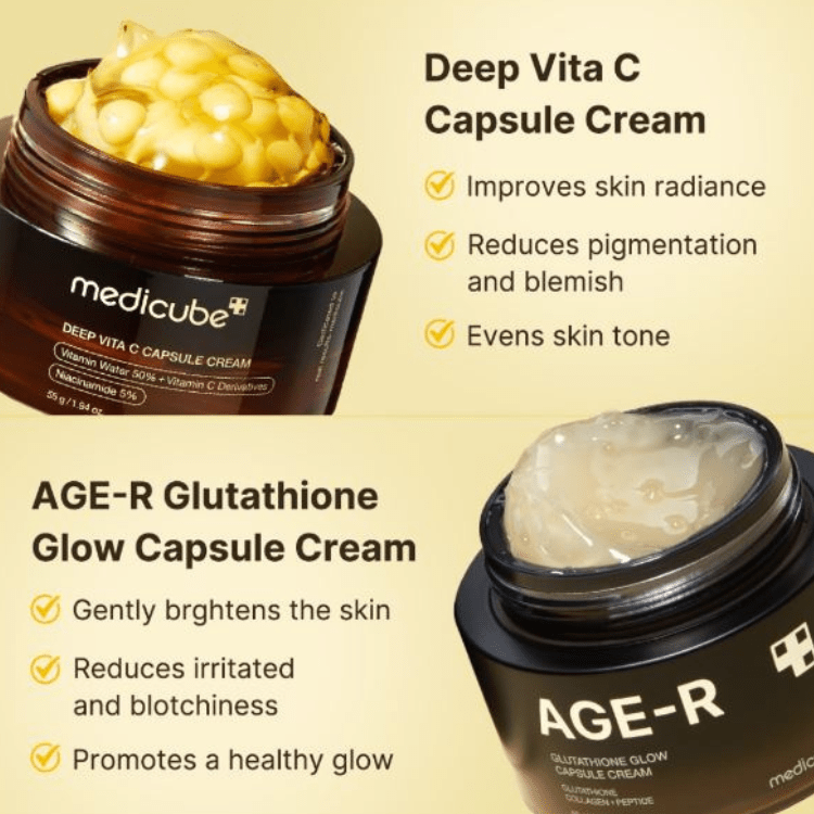 Medicube Age-R Glutathione Glow Capsule Cream 50ml Princess Cosmetics Qatar Medicube Age-R Glutathione Glow Capsule Cream 50ml Princess Cosmetics Qatar