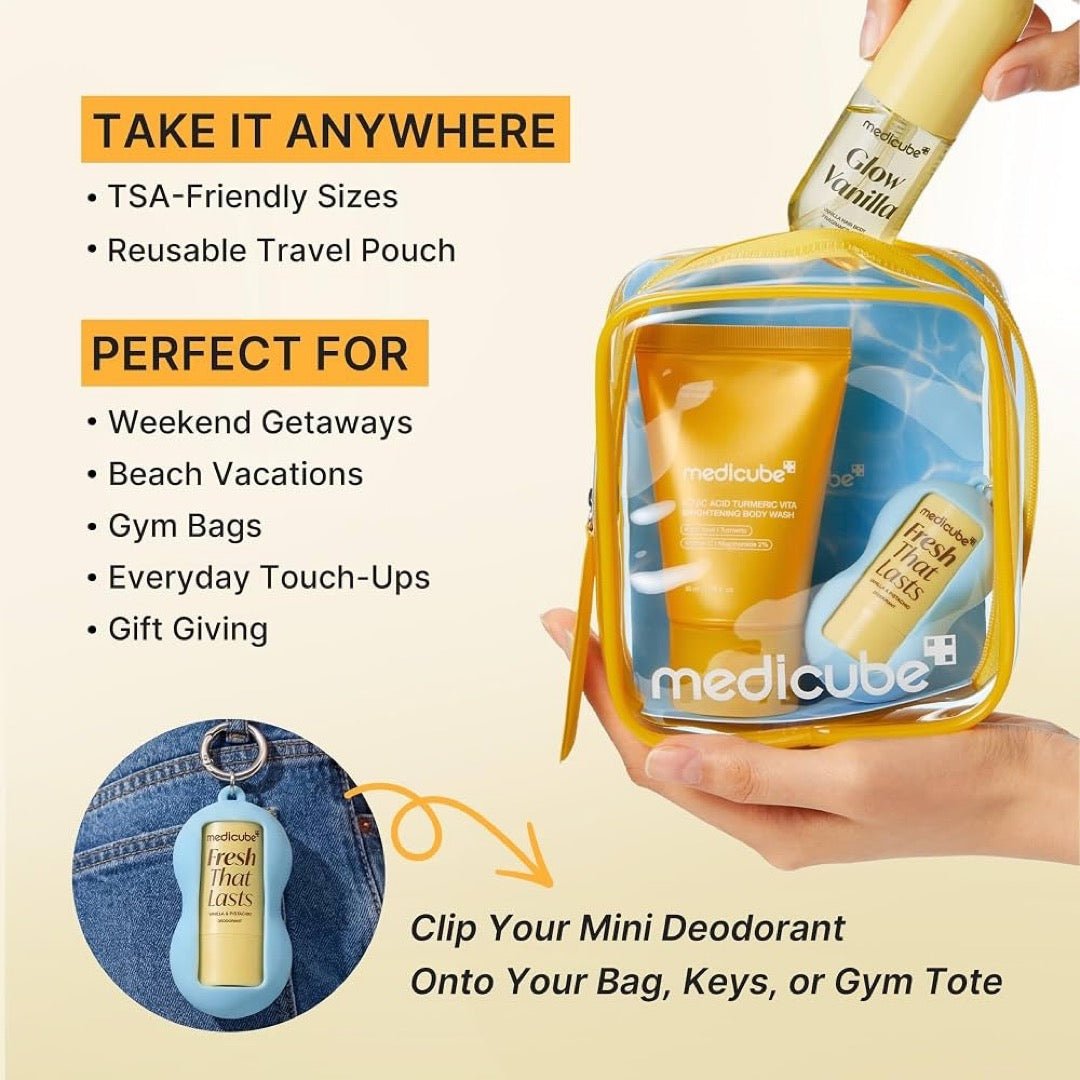 Medicube Fresh Glow Travel BODY Kit (3pcs) طقم ميديكوب فريش جلو للسفر للعناية بالجسم - Princess Cosmetics Qatar