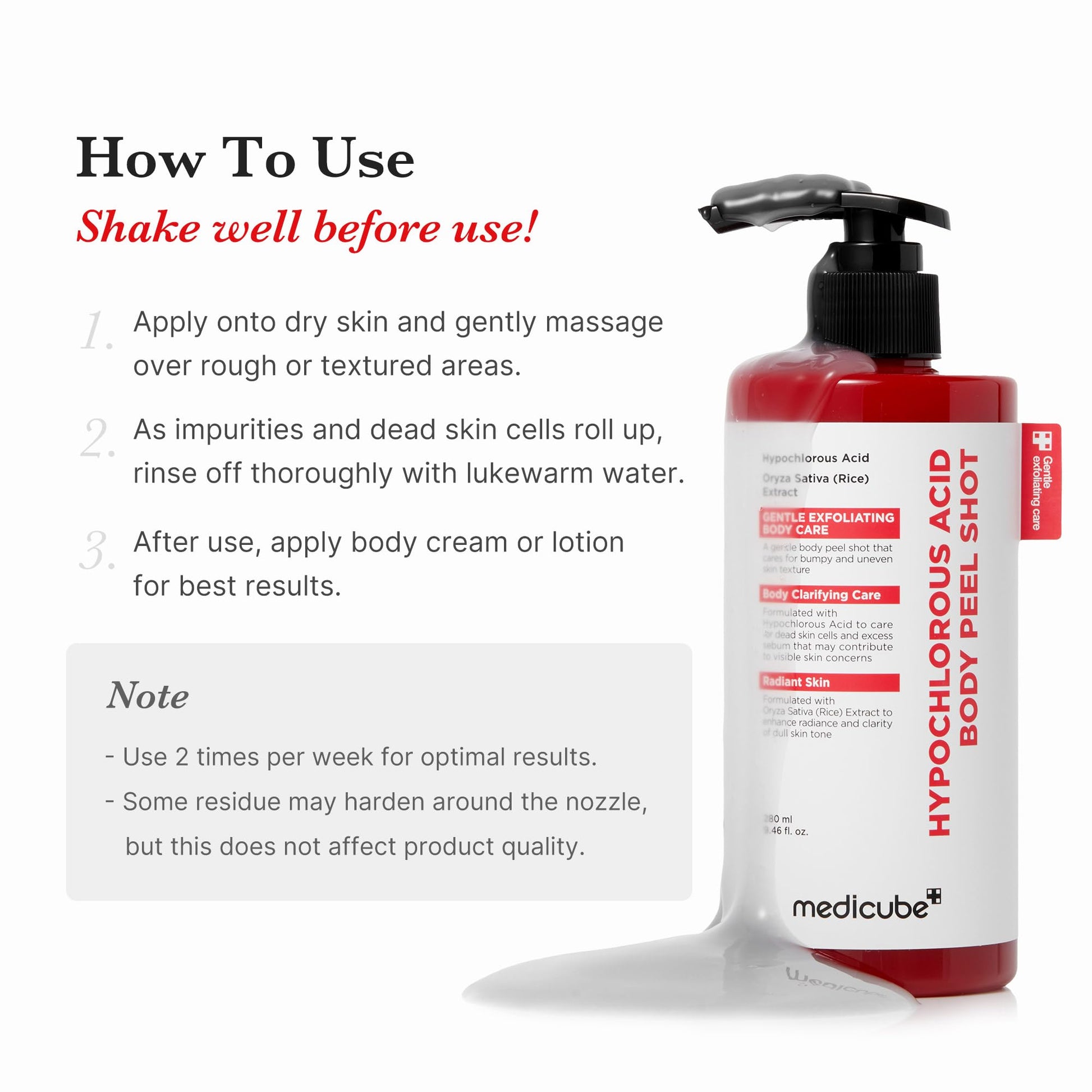 Medicube Hypochlorous Acid Body Peel Shot 280ml حقنة تقشير الجسم بحمض الهيبوكلوروس من ميديكوب - Princess Cosmetics Qatar