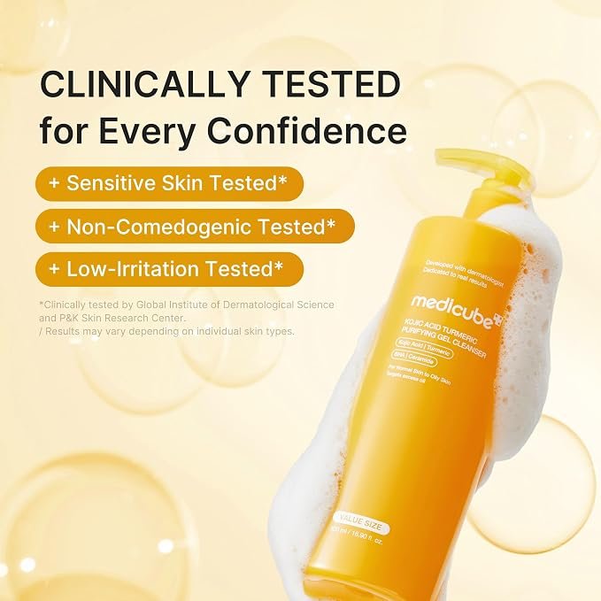 Medicube Kojic Acid Turmeric Gel to Foam Cleanser 500ml غسول رغوي من جل الكركم وحمض الكوجيك من ميديكوب - Princess Cosmetics Qatar