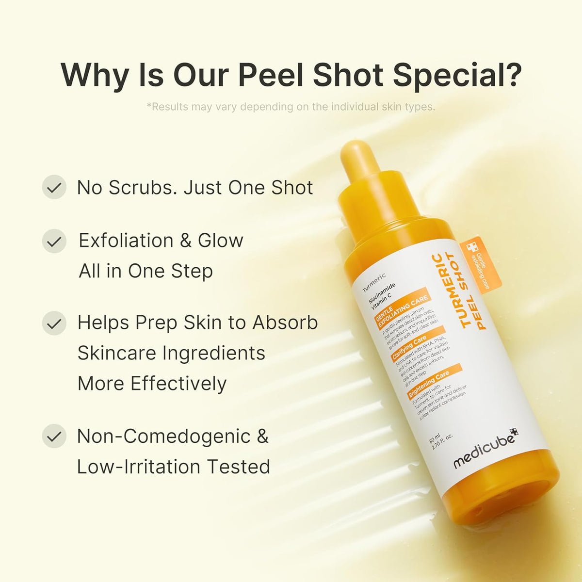 Medicube Kojic Acid Turmeric Peel Shot 80ml مقشر الجسم بالكركم وحمض الكوجيك من ميديكوب - Princess Cosmetics Qatar