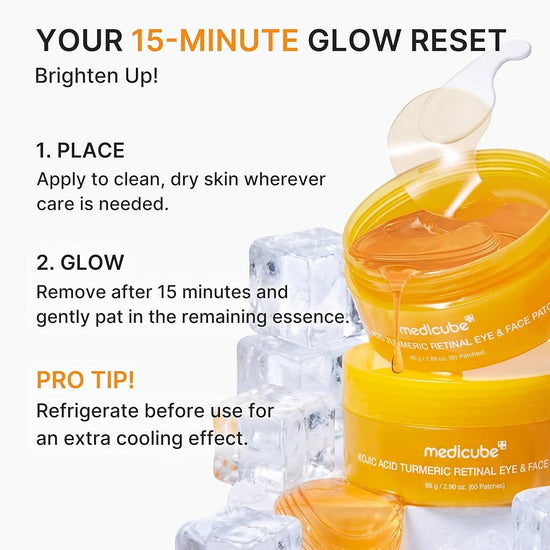 Medicube Kojic Acid Turmeric Retinal Eye Patch (60 Patches) ميديكيوب لصقات العين بحمض الكوجيك والكركم والريتينال - Princess Cosmetics Qatar