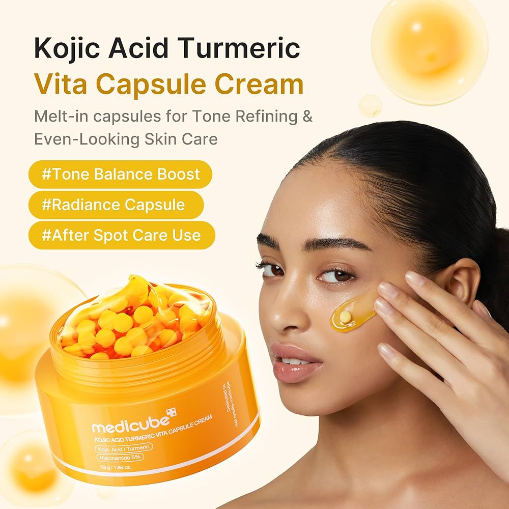 Medicube Kojic Acid Turmeric Vita Capsule Cream 53g كريم كبسولات كوجيك تورميريك فيتا من ميديكوب - Princess Cosmetics Qatar