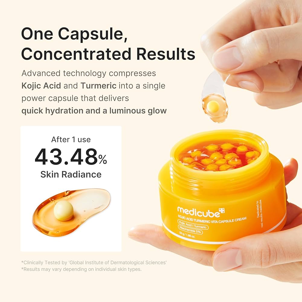 Medicube Kojic Acid Turmeric Vita Capsule Cream 53g كريم كبسولات كوجيك تورميريك فيتا من ميديكوب - Princess Cosmetics Qatar