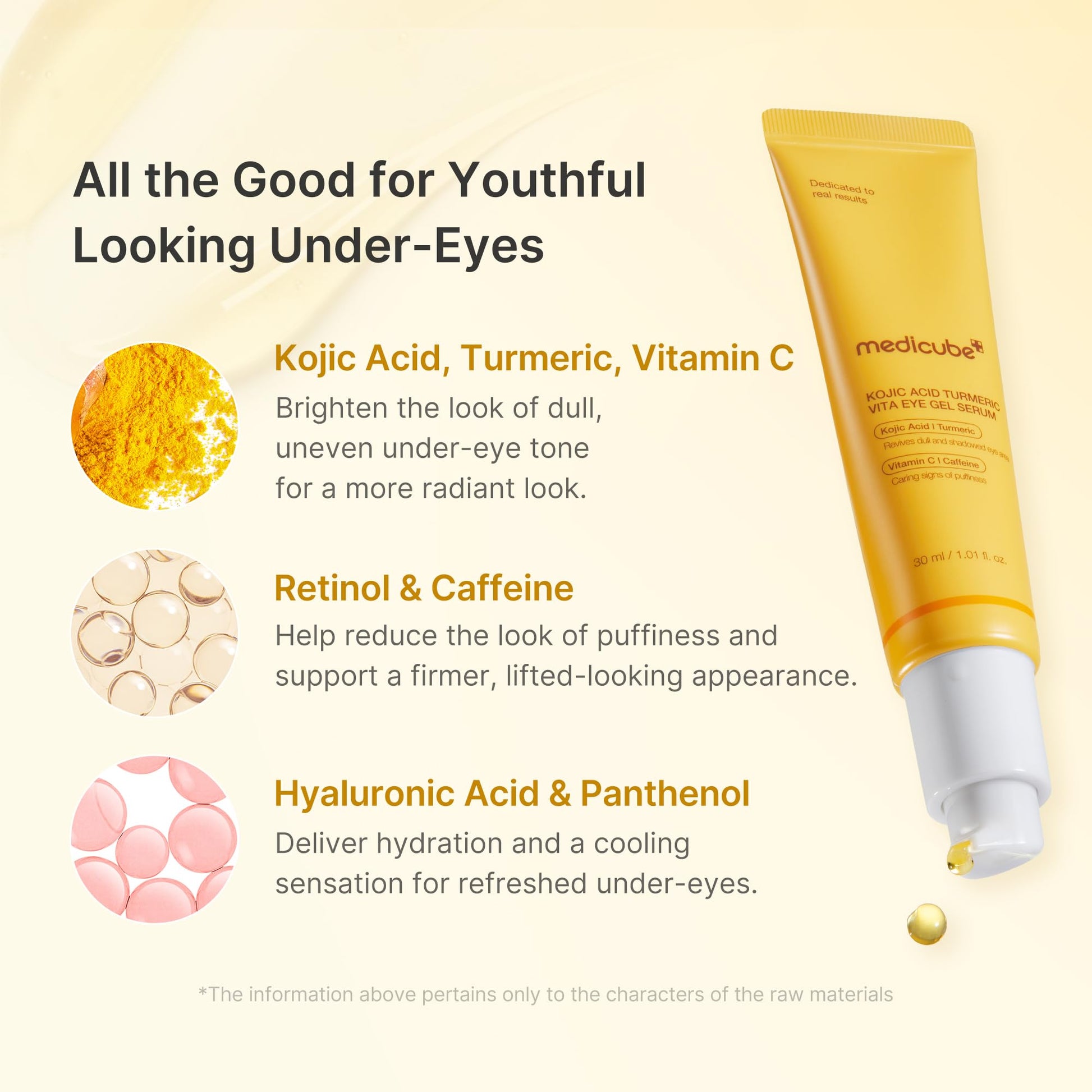 Medicube Kojic Acid Turmeric Vita Eye Gel Serum 30ml مصل جل العين من ميديكيوب بحمض الكوجيك والكركم فيتا - Princess Cosmetics Qatar