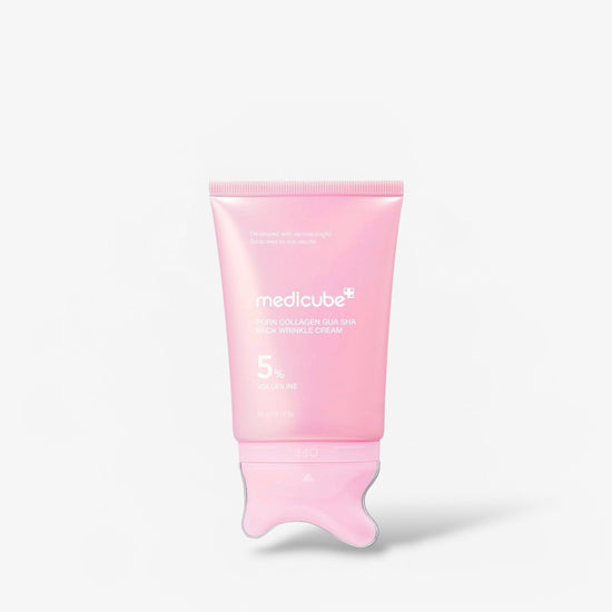 Medicube PDRN Collagen Gua Sha Neck Wrinkle Cream 90g كريم ميديكوب بي دي آر إن كولاجين غوا شا لعلاج تجاعيد الرقبة - Princess Cosmetics Qatar