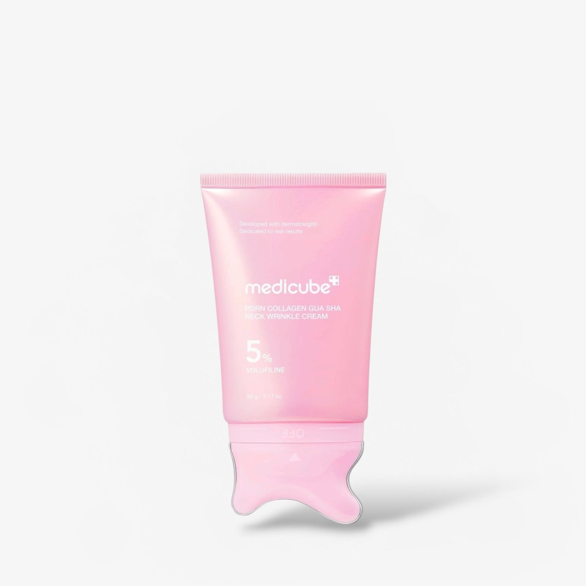 Medicube PDRN Collagen Gua Sha Neck Wrinkle Cream 90g كريم ميديكوب بي دي آر إن كولاجين غوا شا لعلاج تجاعيد الرقبة - Princess Cosmetics Qatar