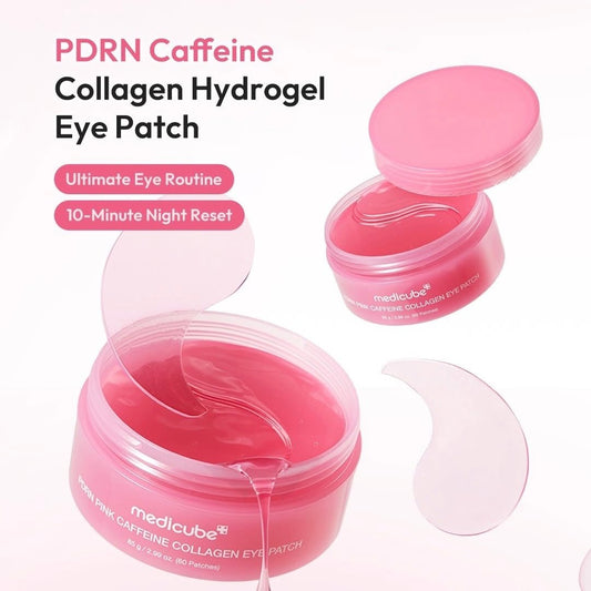 Medicube PDRN Pink Caffeine Collagen Eye Patch (60 Patches) رقعة العين ميديكوب بي دي آر إن الوردية بالكافيين والكولاجين - Princess Cosmetics Qatar