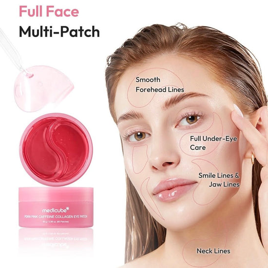 Medicube PDRN Pink Caffeine Collagen Eye Patch (60 Patches) رقعة العين ميديكوب بي دي آر إن الوردية بالكافيين والكولاجين - Princess Cosmetics Qatar