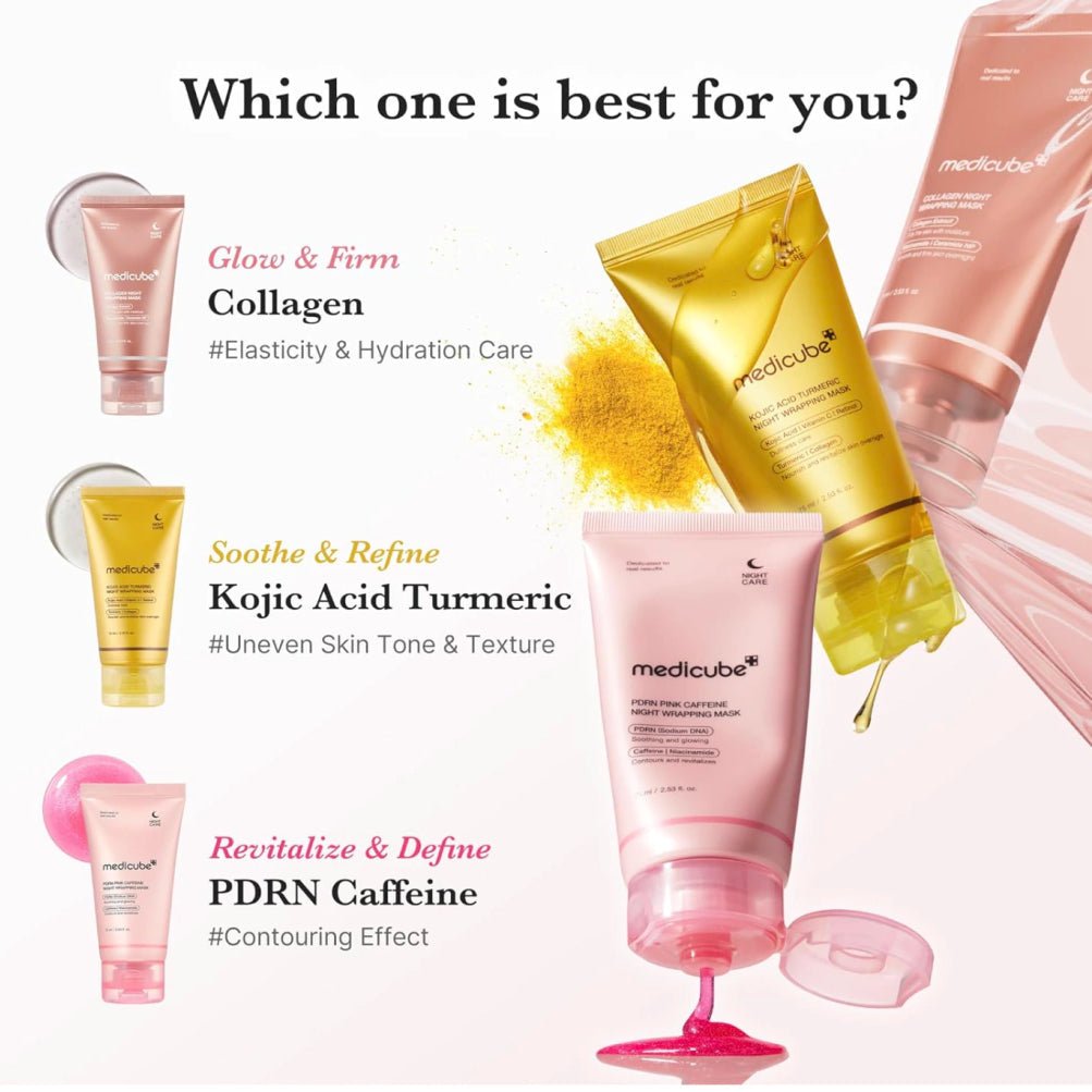 Medicube PDRN Pink Caffeine Night Wrapping Mask 75ml قناع ميديكيوب PDRN الوردي الليلي بالكافيين - Princess Cosmetics Qatar