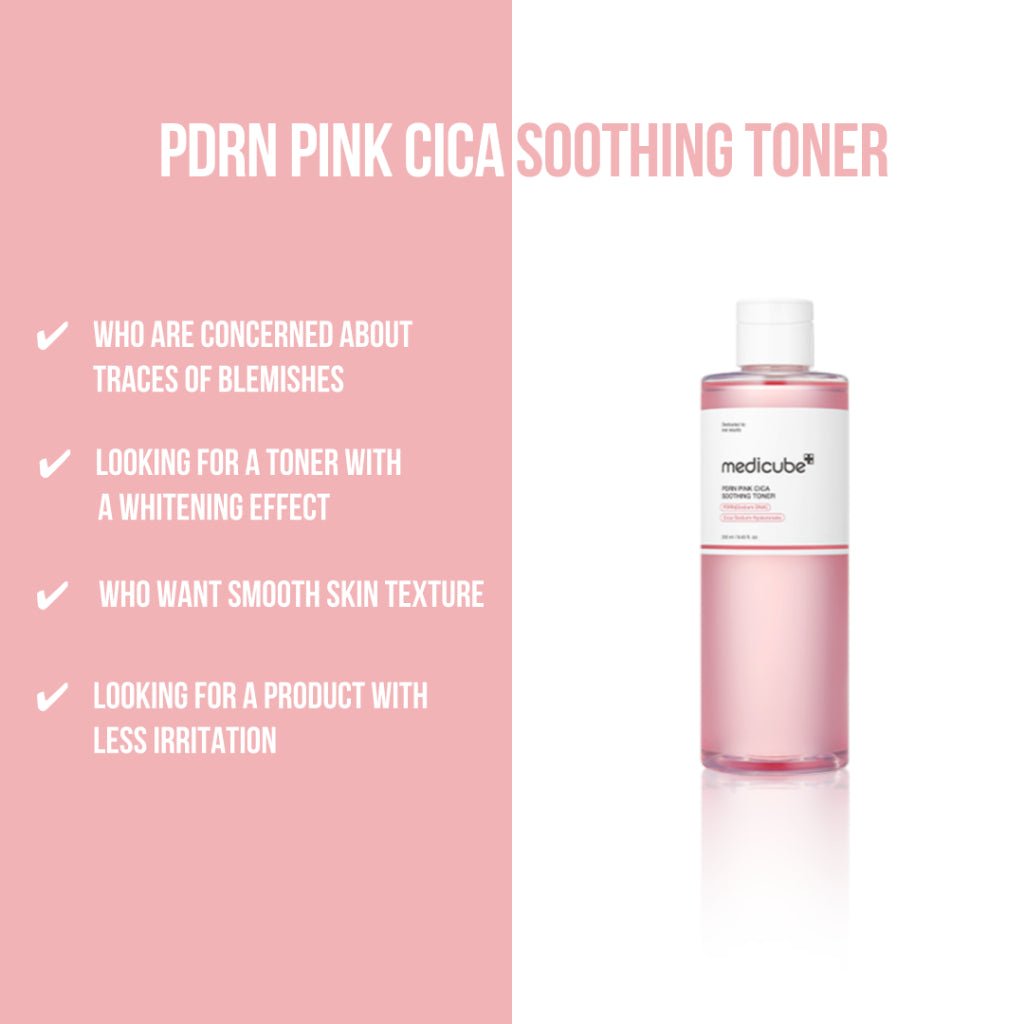 Medicube PDRN Pink Cica Soothing Toner 250ml ميديكوب PDRN الوردي سيكا تونر مهدئ - Princess Cosmetics Qatar