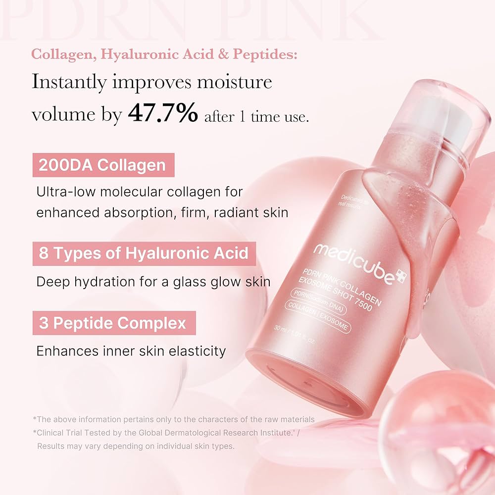 Medicube PDRN Pink Collagen Exosome Shot Serum 2000 30ml مصل حقنة الكولاجين الوردي من ميديكيوب PDRN 2000 - Princess Cosmetics Qatar