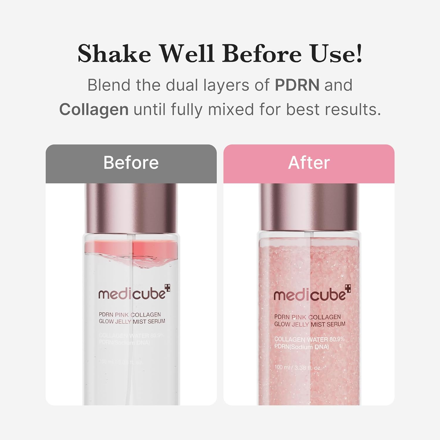Medicube PDRN Pink Collagen Glow Jelly Mist Serum 100ml سيروم ميديكوب بي دي آر إن بينك كولاجين جلو جيلي ميست - Princess Cosmetics Qatar