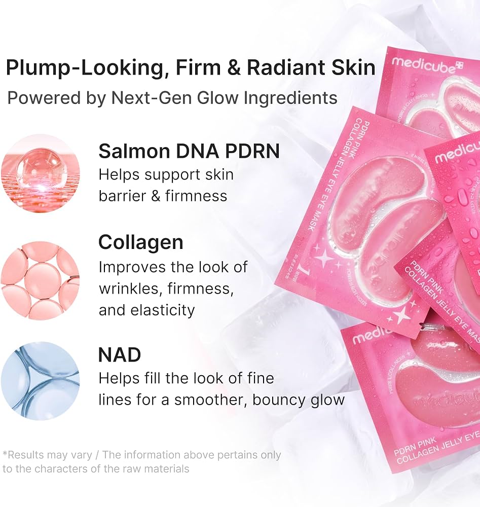Medicube PDRN Pink Collagen Jelly Eye Mask قناع العين جيلي الكولاجين الوردي من ميديكوب PDRN - Princess Cosmetics Qatar