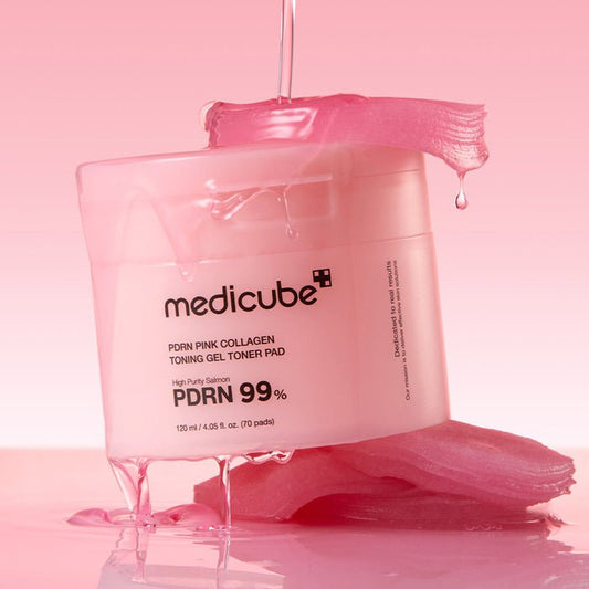 Medicube PDRN Pink Collagen Toning Gel Toner Pad (70 Pads) وسادة تونر جل كولاجين وردي من ميديكيوب PDRN - Princess Cosmetics Qatar