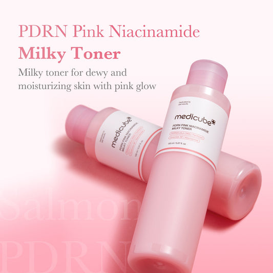 Medicube PDRN Pink Niacinamide Milky Toner 150ml تونر حليبي وردي من ميديكيوب PDRN نياسيناميد - Princess Cosmetics Qatar