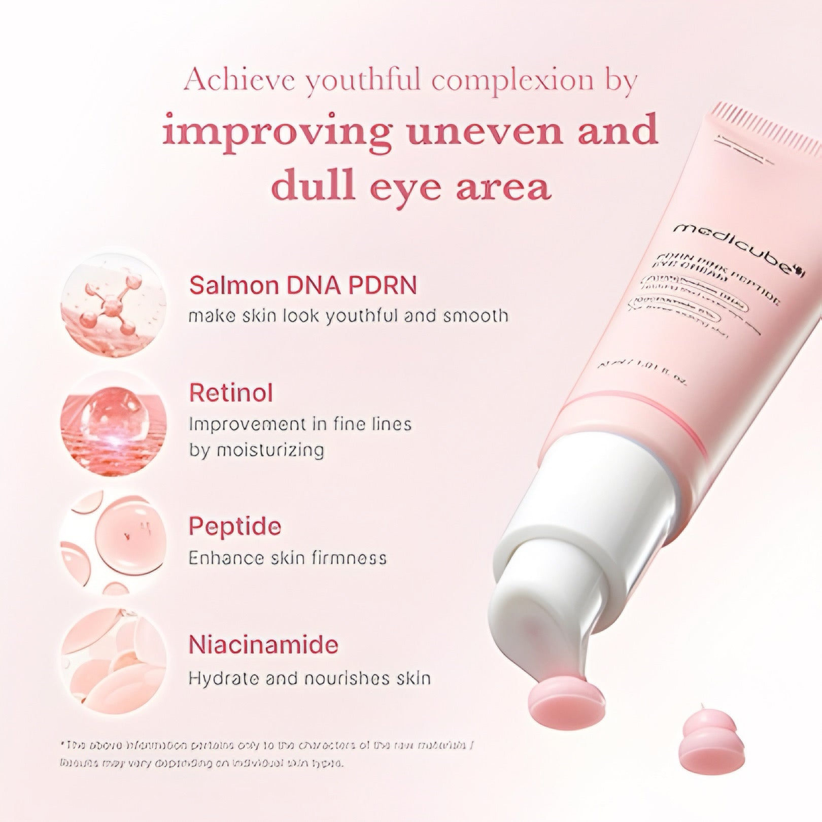 Medicube PDRN Pink Peptide Eye Cream 30ml كريم العيون الوردي الببتيد من ميديكيوب PDRN - Princess Cosmetics Qatar