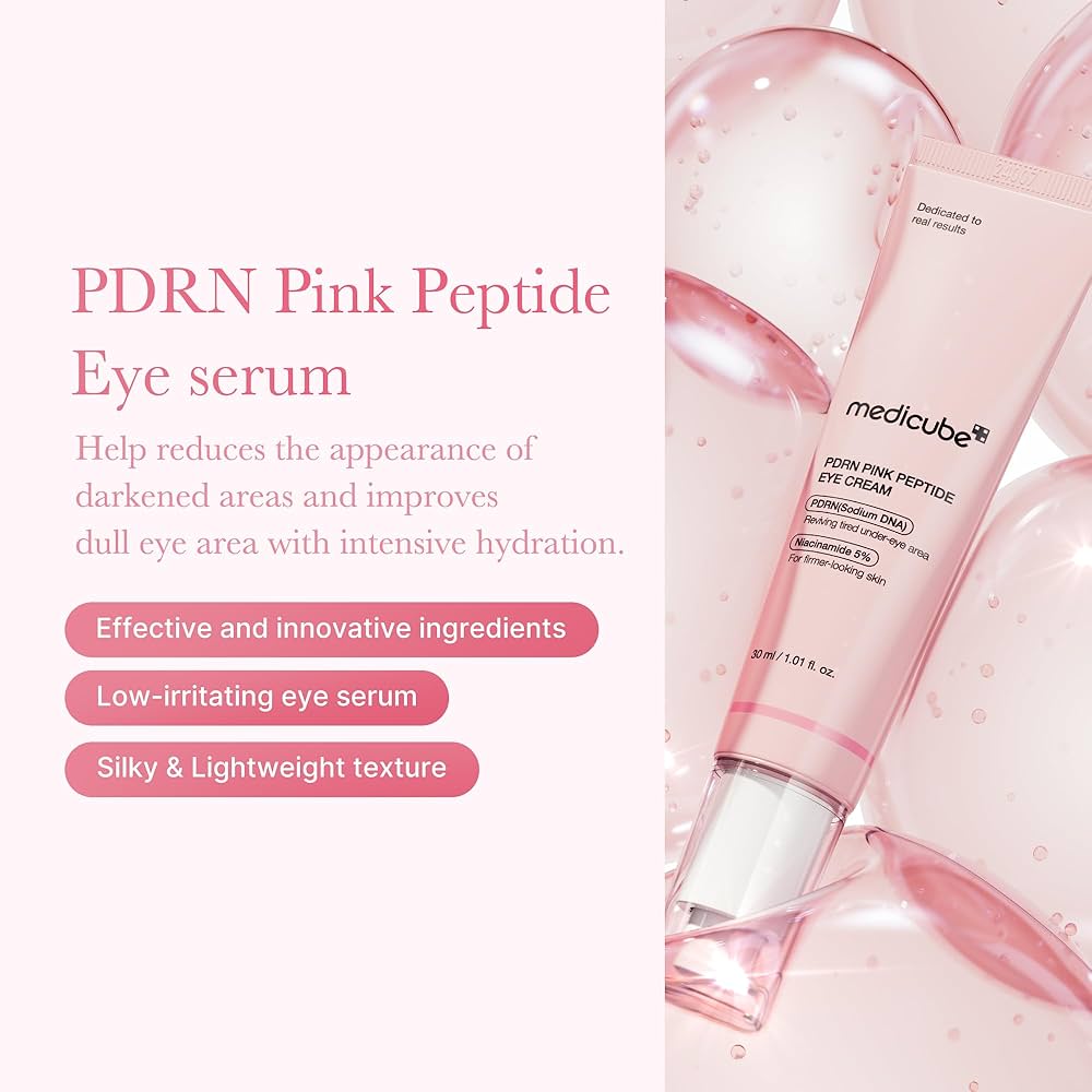 Medicube PDRN Pink Peptide Eye Cream 30ml كريم العيون الوردي الببتيد من ميديكيوب PDRN - Princess Cosmetics Qatar
