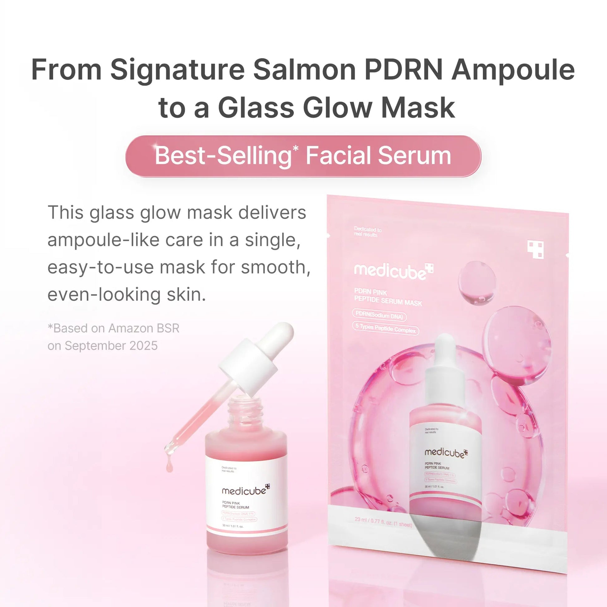 Medicube PDRN Pink Peptide Serum Mask (1 Sheet) قناع مصل الببتيد الوردي من ميديكوب بي دي آر إن - Princess Cosmetics Qatar